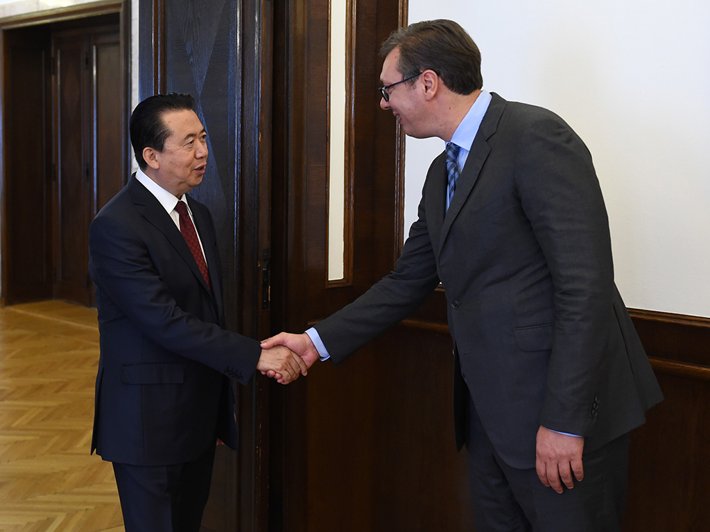 INTERPOL President Meng Hongwei met with Serbian President Aleksandar Vučić during his visit to Belgrade.